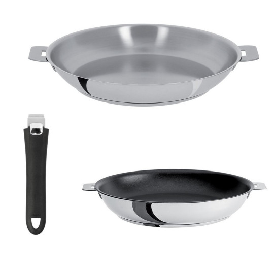 Set of 2 Cristel removable Mutine frying pans