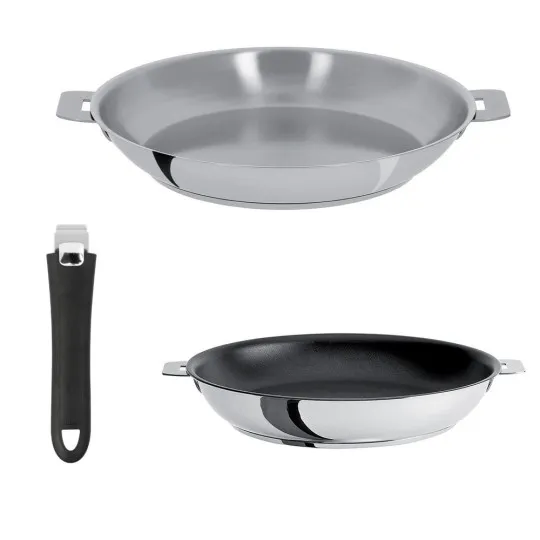 Set of 2 Cristel removable Mutine frying pans