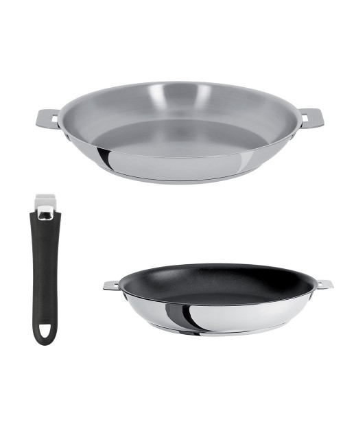 Set of 2 Cristel removable Mutine frying pans