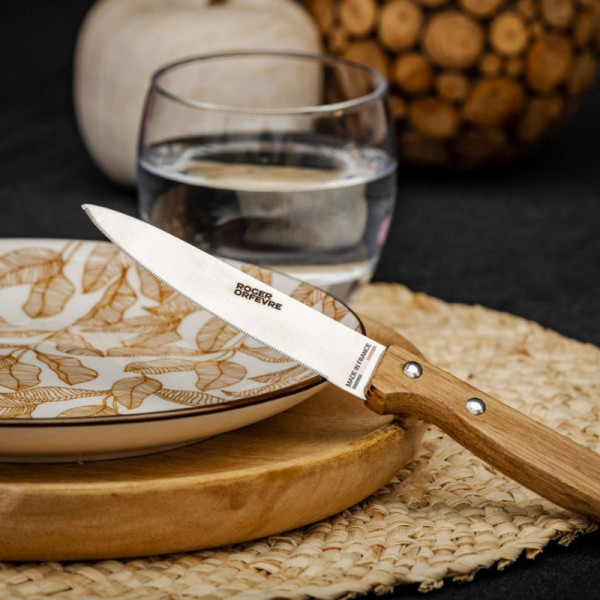 Roger Orfèvre Box of 6 oak steak knives - 2 finishes