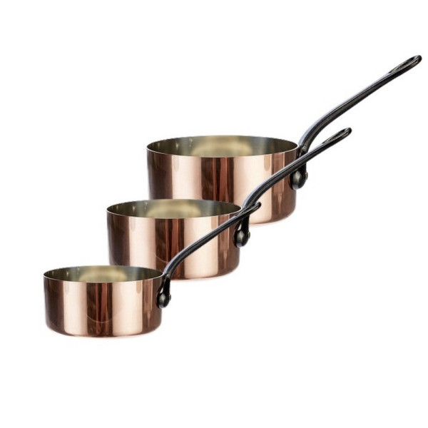 Set of 3 Baumalu tinned copper saucepans