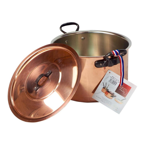 Smooth copper stockpot 24cm with lid Baumalu