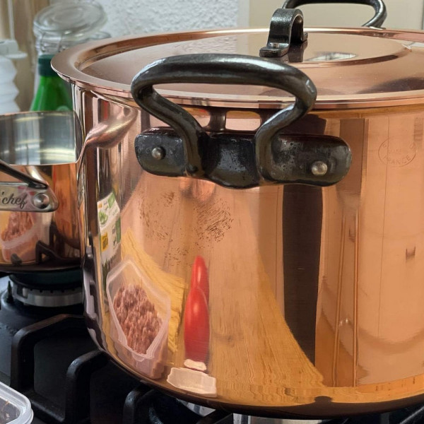 Smooth copper stockpot 24cm with lid Baumalu