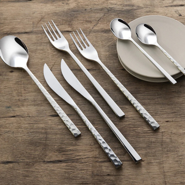 DEGRENNE Fuse Hammered 24pcs Stainless Steel Cutlery