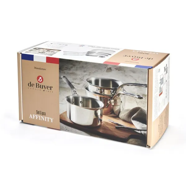Battery set of 3 Affinity De Buyer saucepans