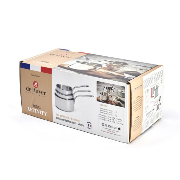 Battery set of 3 Affinity De Buyer saucepans