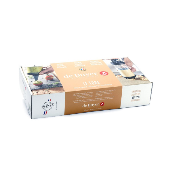 De Buyer Tube Piston Box with sandblasted kit pastry sringe