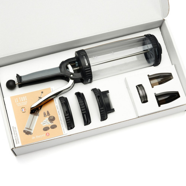 De Buyer Tube Piston Box with sandblasted kit pastry sringe