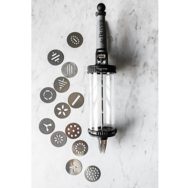 De Buyer Tube Piston Box with sandblasted kit pastry sringe