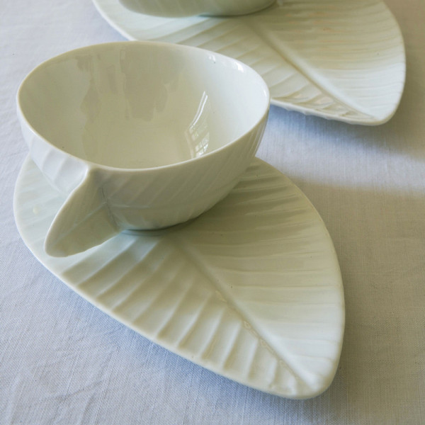 Jacques Pergay 6 Bananier cups and saucers - 2 sizes