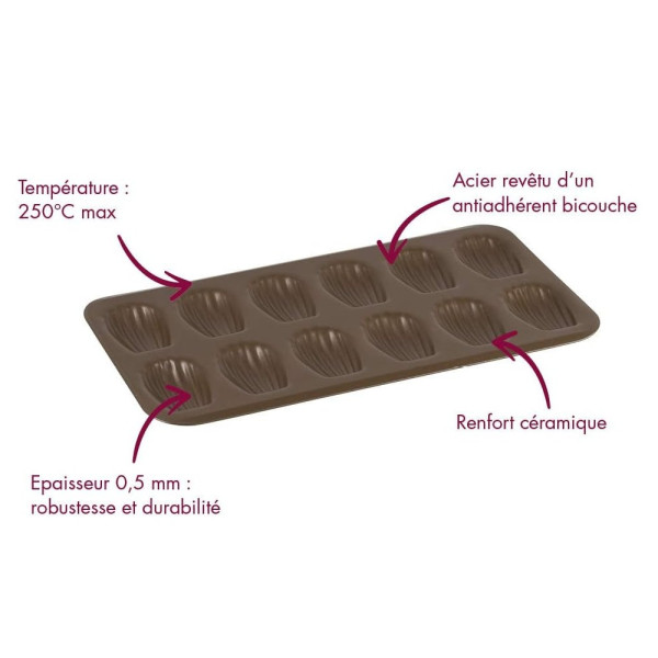 Gobel non-stick baking tray for 12 madeleines