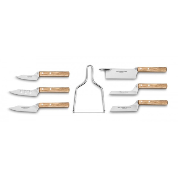 Claude Dozorme Leather pouch with cheese knives