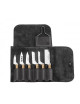 Claude Dozorme Leather pouch with cheese knives