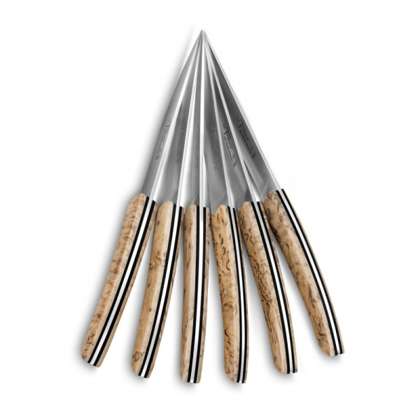 Claude Dozorme Box of 6 Le Thiers Double Platinum knives - 2 colors