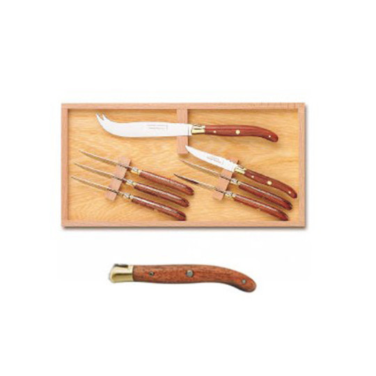 Claude Dozorme 7-piece cheese service box in exotic wood