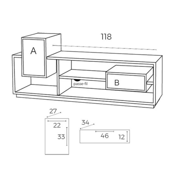 Drugeot Manufacture Mixage TV stand solid oak - 14 colors