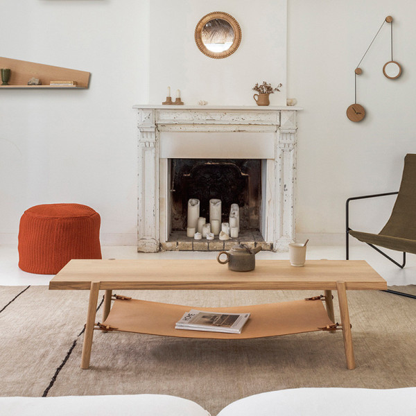 Drugeot Manufacture Coffee table Amac solid oak leather