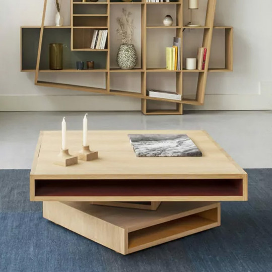 Drugeot Manufacture Cubocarré solid oak coffee table - 14 colors