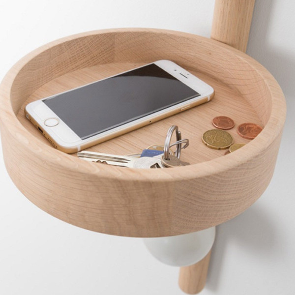 Drugeot Manufacture Satellite solid oak shelf valet - 14 colors