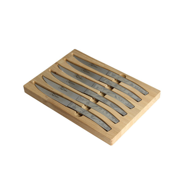 Roger Orfèvre Box of 6 knives Le Thiers "Décors les arts"