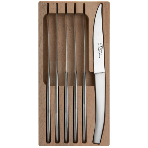 Roger Orfèvre Box of 6 Thiers stainless steel knives - 2 finishes