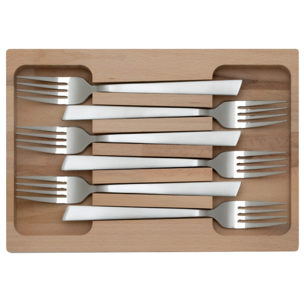 Roger Orfèvre Box of 6 stainless steel Jazz forks - 2 finishes