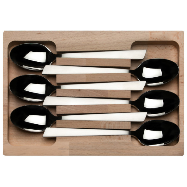 Roger Orfèvre Box of 6 Jazz stainless steel table spoons - 2 finishes