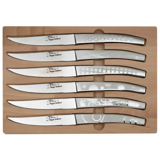 Roger Orfèvre Box of 6 Thiers knives "Décors maison"