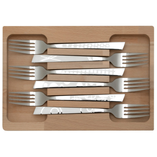 Roger Orfèvre Box of 6 forks "Décors maison"