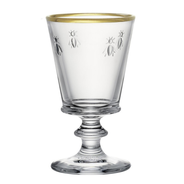 La Rochère Abeille 4 wine glasses with gold rim
