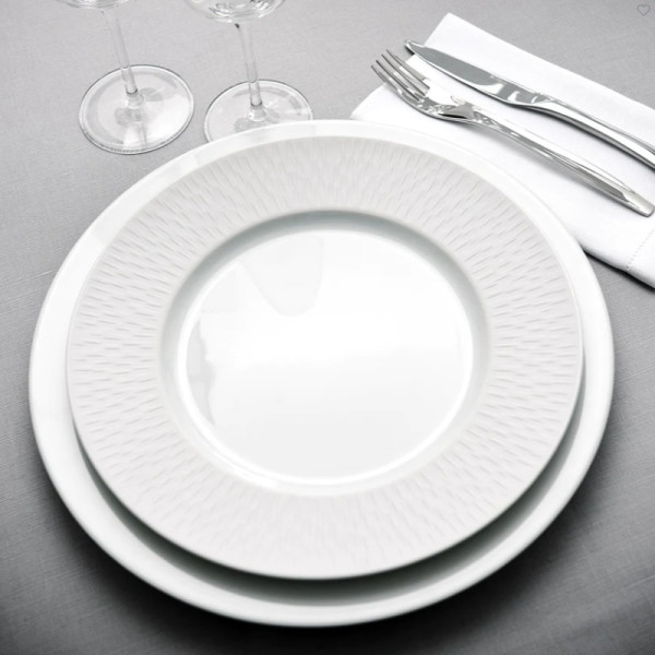 DEGRENNE 6 Boréale Satin Blanc plates - 6 sizes