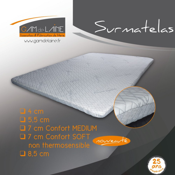 Gam de Laine memory foam mattress topper - 12 sizes