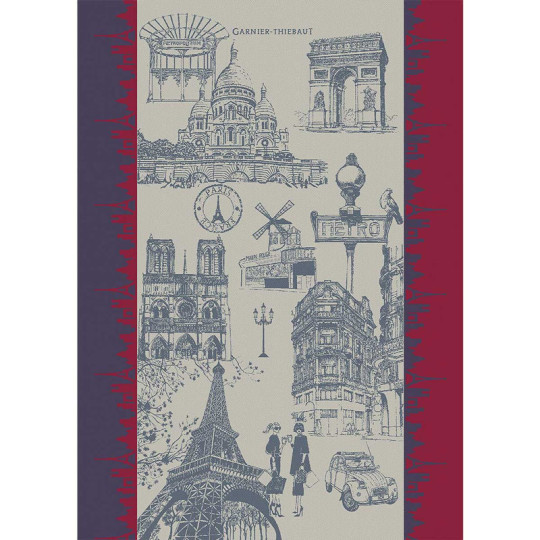 Garnier Thiebaut Tea towel J'aime Paris tricolore x2