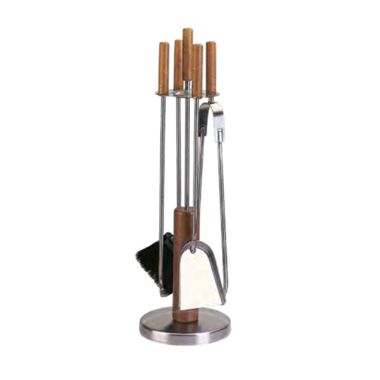 REIGNOUX Stainless steel and wood fireplace set h.70cm
