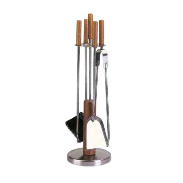 REIGNOUX Stainless steel and wood fireplace set h.70cm