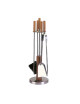 REIGNOUX Stainless steel and wood fireplace set h.70cm