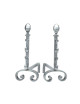 REIGNOUX Pair of andirons h.60cm ogive heads in cast iron