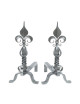 REIGNOUX Pair of andirons h.48cm fleurs-de-lys