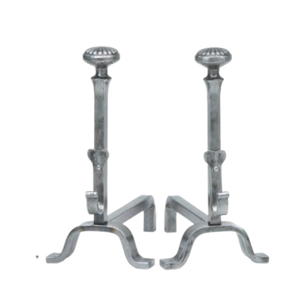 REIGNOUX Pair of andirons h.46cm daisy head