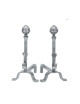 REIGNOUX Pair of andirons h.48cm ogive heads in wrought iron