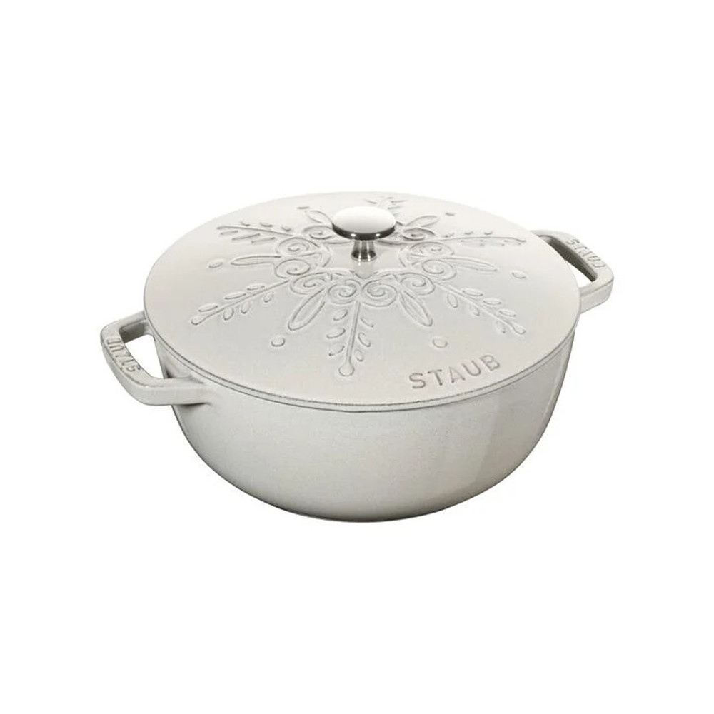 Staub cast iron cocotte 24cm white truffle snowflake