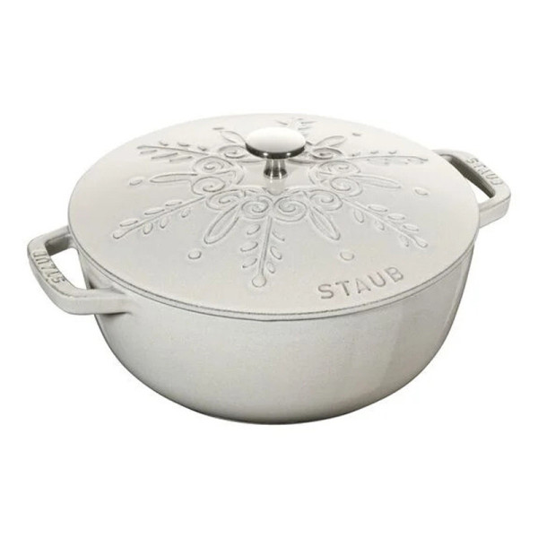 Staub cast iron cocotte 24cm white truffle snowflake
