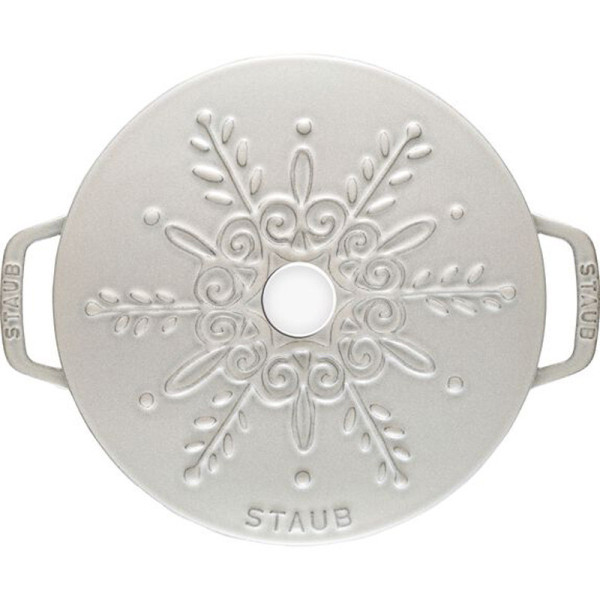 Staub cast iron cocotte 24cm white truffle snowflake
