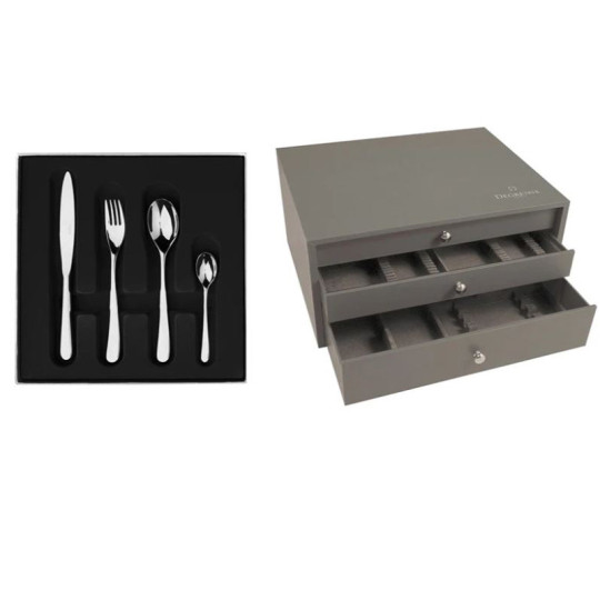 DEGRENNE Case of 124 cutlery Aquatic Mirror