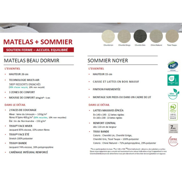 Savoir France Epeda box spring mattress set - 4 sizes