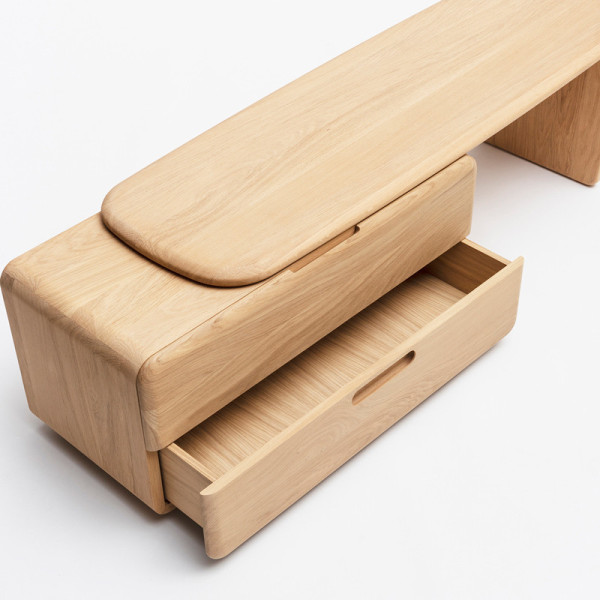Drugeot Manufacture Téhème solid oak TV cabinet