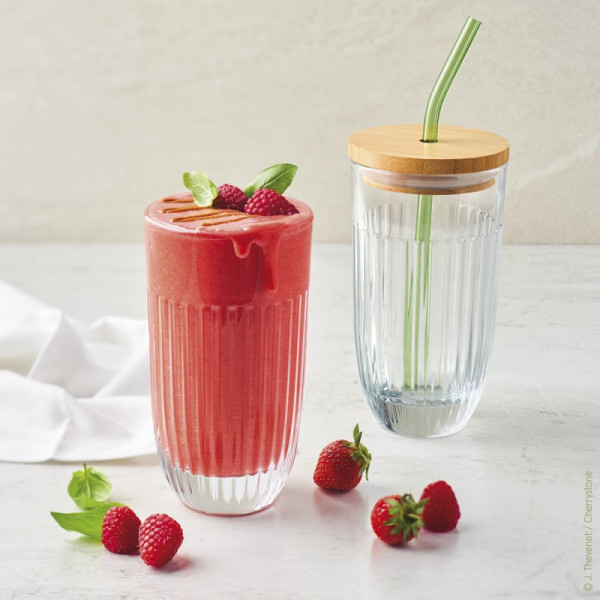 La Rochère Smoothie glass with straw Ouessant