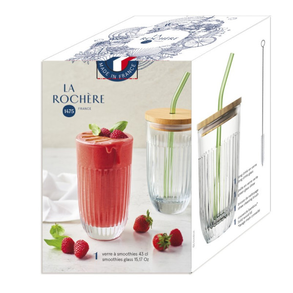 La Rochère Smoothie glass with straw Ouessant