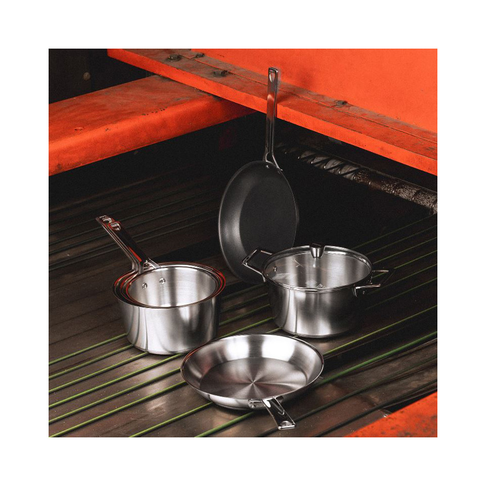 CRISTEL 1826 brushed stainless steel frying pan - 6 sizes