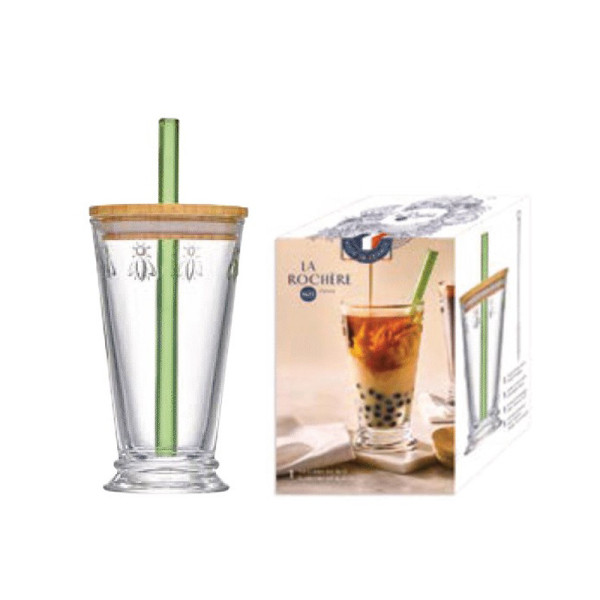 La Rochère Abeille Bubble tea glass with straw set